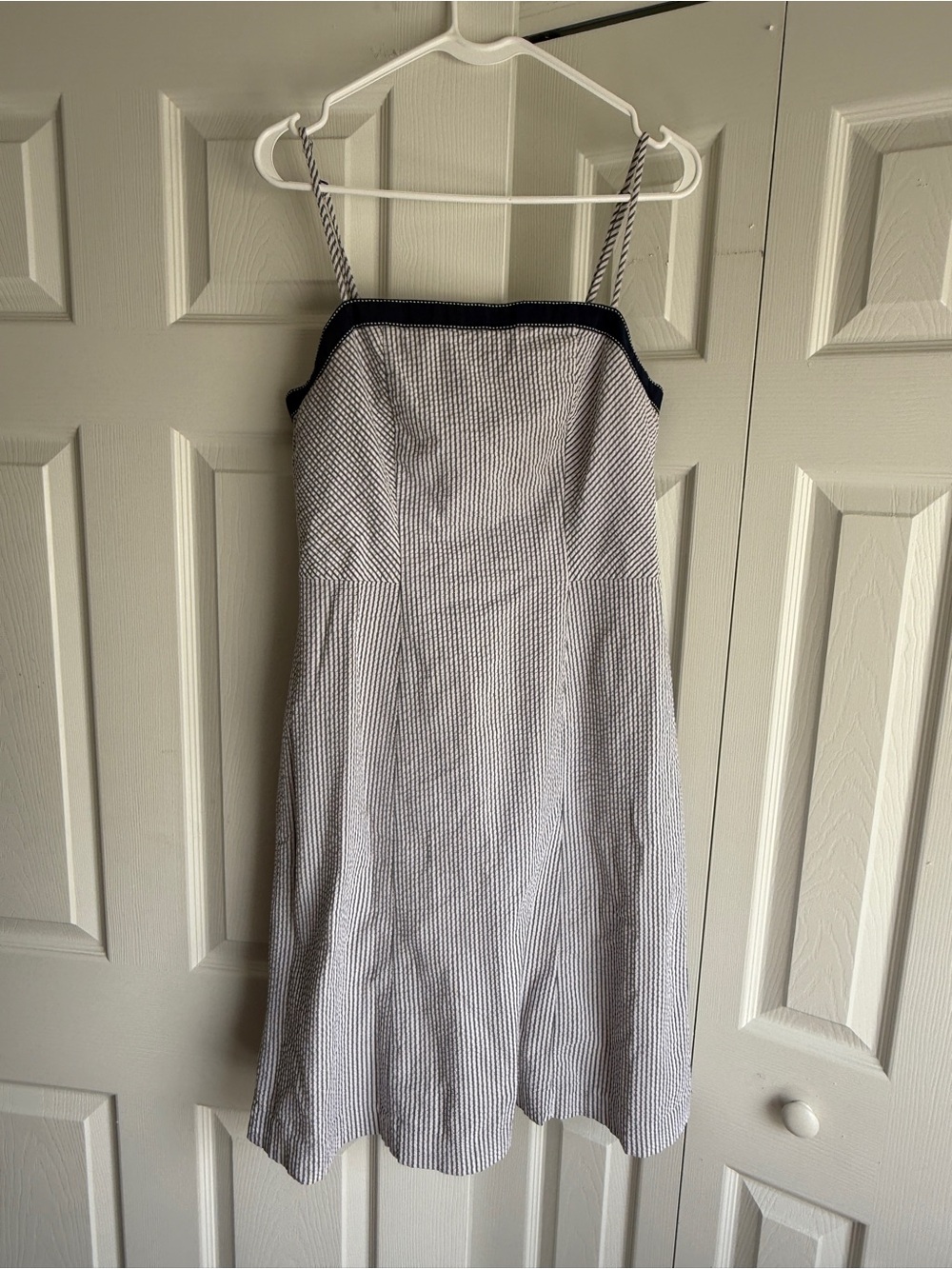 Isaac Mizrahi Navy Blue and White Dress Summer Dress - size 10